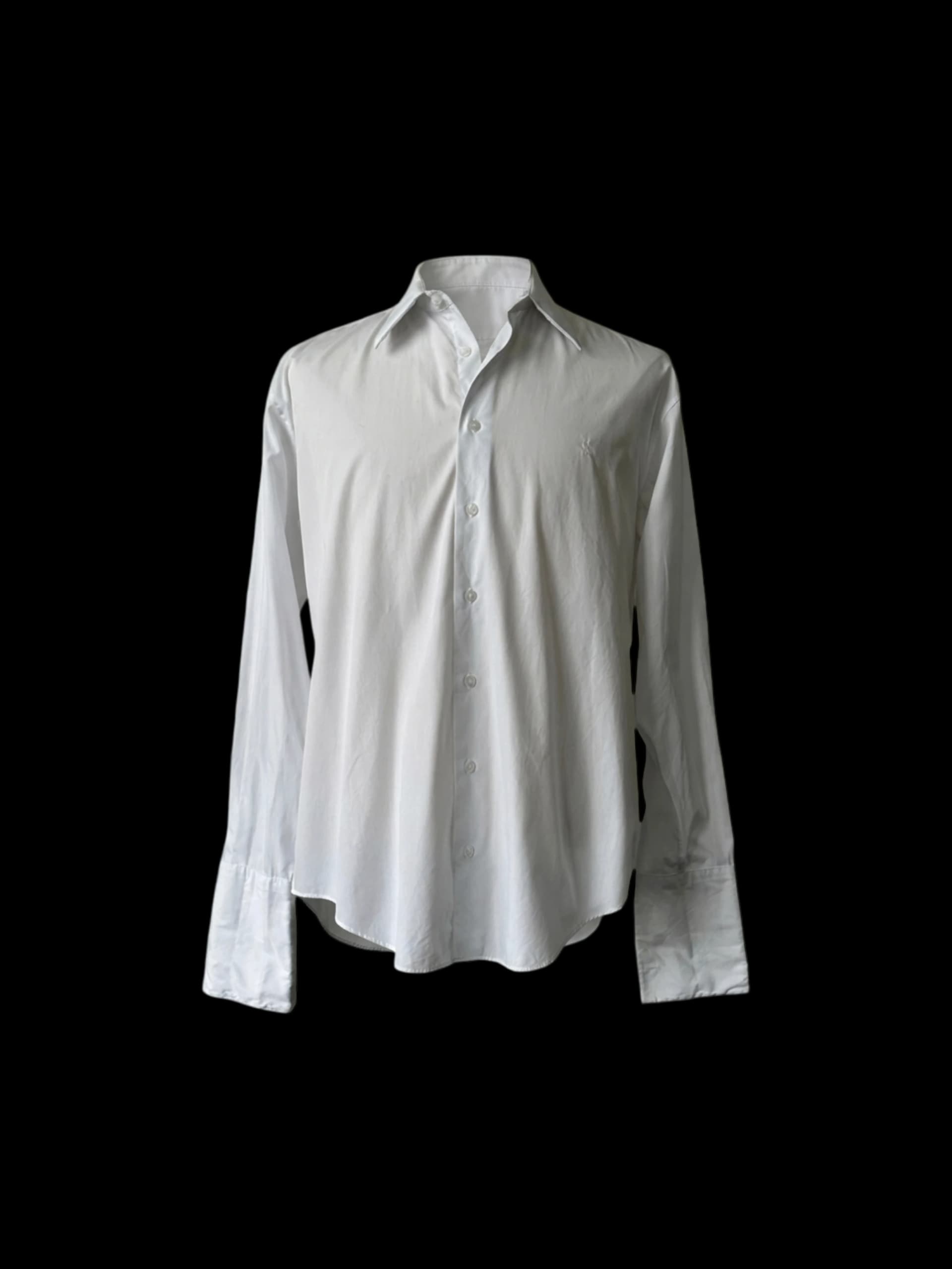 2000s dress shirt vintage 2000s express mens blue white striped dress shirt. Size large